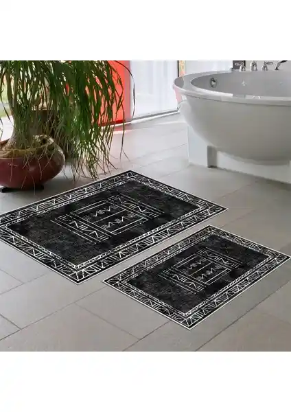 Talia Home Kaymaz Tabanlı Yıkanabilir Banyo Halısı Seti ile Güvenli ve Şık Banyolar