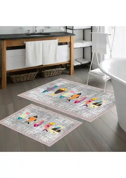 Talia Home Kaymaz Tabanlı Yıkanabilir Banyo Paspası 60x100 ve 50x60 cm ile güvenli ve şık banyo ortamı