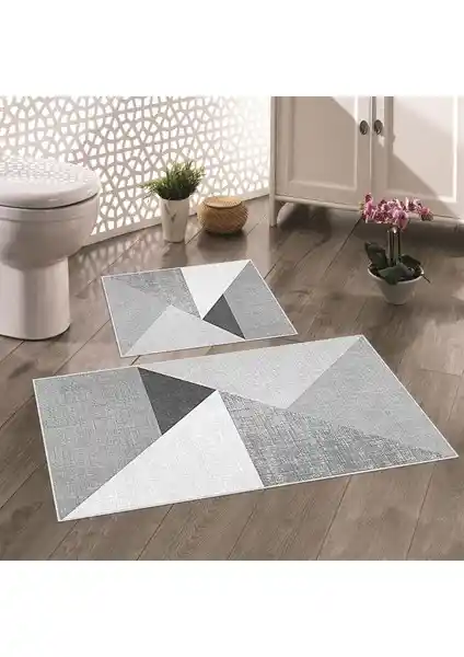 Talia Home Thalia Kaymaz Tabanlı Yıkanabilir Banyo Halısı Seti Güvenli ve Estetik Tasarım