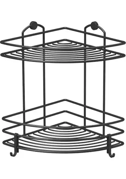 Tekno-tel 2 Katlı Kancalı Banyo Köşe Rafı Şık ve Dayanıklı Modern Depolama Çözümü