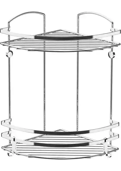 Tekno-tel 2 Katlı Krom Banyo Köşe Rafı Estetik ve Dayanıklı Tasarım Özellikleri