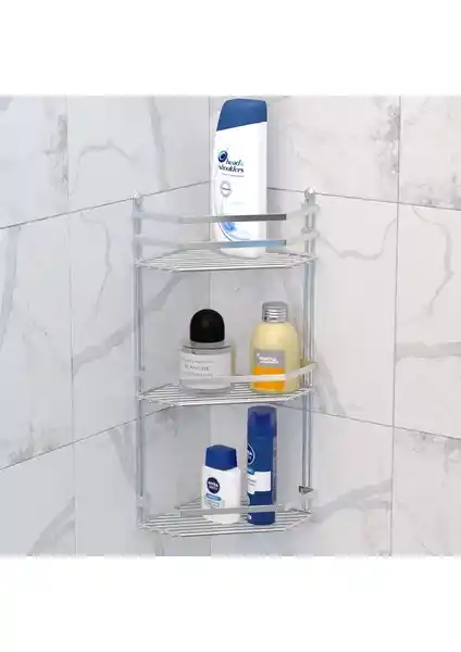 Tekno-tel 3 Katlı Krom Banyo Köşeliği: Modern ve Dayanıklı Tasarım Özellikleri