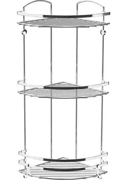Tekno-tel 3 Katlı Krom Kaplama Banyo Köşe Rafı Modern ve Dayanıklı Tasarım
