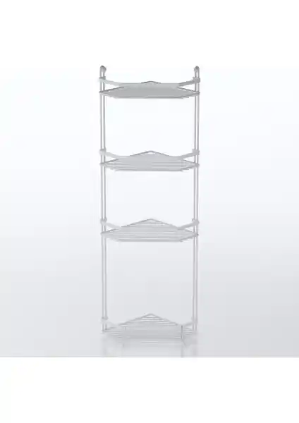 Tekno-tel 4 Katlı Kancalı Banyo Köşe Rafı Beyaz ES059H: Şık ve Dayanıklı Depolama Çözümü