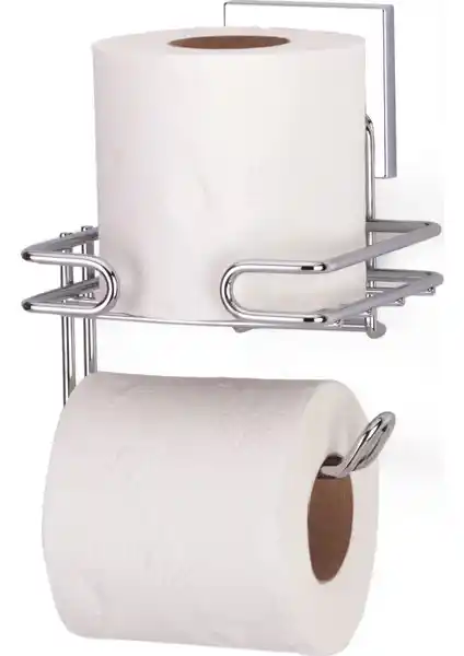 Tekno-tel EASYFIX Krom Yapışkanlı Tuvalet Kağıtlık Modern ve Pratik Tasarım