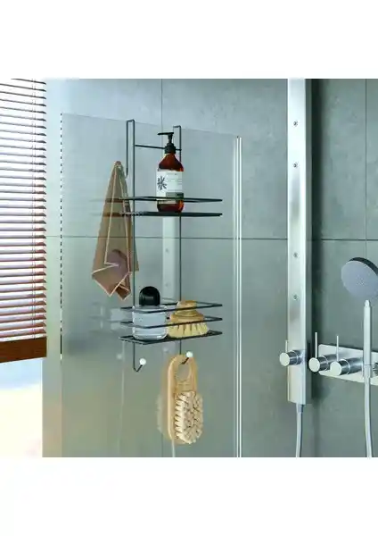 Tekno-tel LM065 Mat Siyah İki Katlı Asmalı Duşakabin Rafı Özellikleri ve Kullanım Avantajları