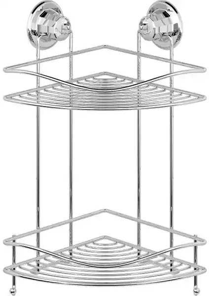 Tekno-tel Vakumlu 2 Katlı Banyo Köşe Rafı Krom Modern ve Pratik Tasarım