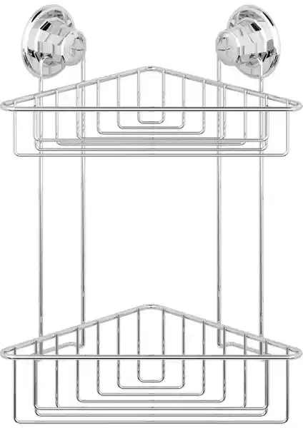 Tekno-tel Vakumlu 2 Katlı Krom Banyo Köşe Rafı Modern ve Kolay Kurulum Özellikleriyle
