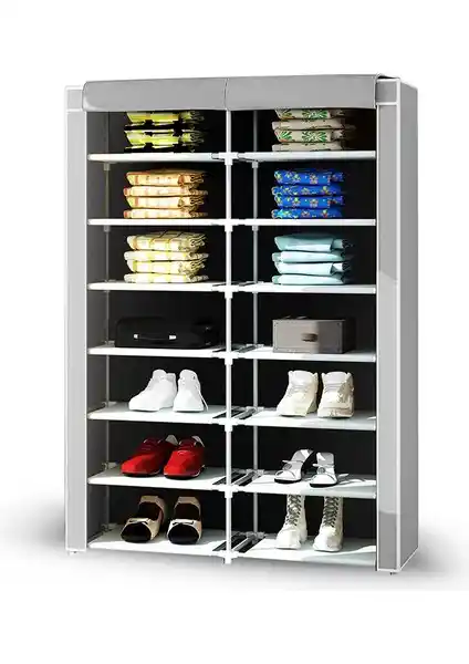 Teknor 2 Bölmeli Plastik Ayakkabılık Gri - Dayanıklı ve Pratik Depolama Çözümü