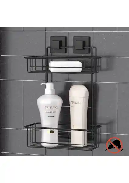 Teknotel Easyfix Yapışkanlı 2 Katlı Banyo Rafı Modern ve Zarar Vermeden Montaj Çözümü