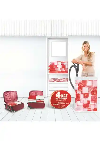 Tekreyonda Vakumlu Hurç Poşet XXL 80x100 ile Eşyalarınızı Güçlü ve Pratik Şekilde Saklayın