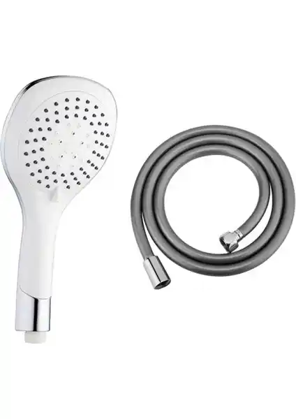 Tema Bianco Duş Başlığı ve Vera PVC Hortumu ile Modern ve Dayanıklı Banyo Seti