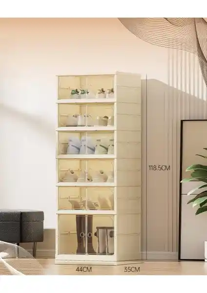 Terracy Home Garden 6 Raflı Çok Amaçlı Katlanabilir Dolap Modern ve Çok Yönlü Kullanım İçin Uygun