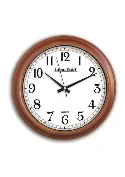 Time Gold Ahşap Görünümlü Duvar Saati 35cm Şık ve Dayanıklı Tasarım