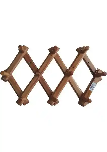 Torun Ahşap 10 Topuzlu Akordiyon Askı ile Doğal ve Şık Duvar Dekorasyonu