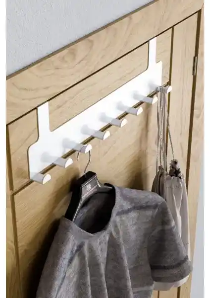 TR Turan Koleksiyonu Metal Beyaz Kapı Arkası Askısı Modern ve Dayanıklı Organizer