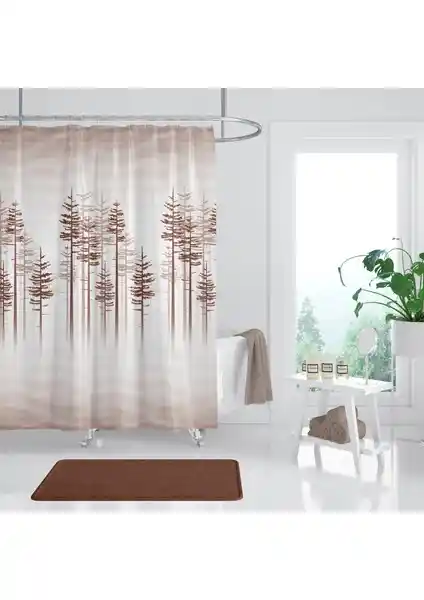 Tropik Home Ağaç Desen Banyo Perdesi: Şık ve Fonksiyonel Modern Banyo Dekoru Seçeneği