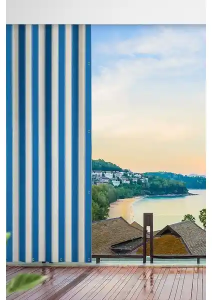 Turkuaz Renkli Altın Pamuk Enxboy Kuşgözlü Balkon Perdesi: Estetik ve Dayanıklı Tasarım