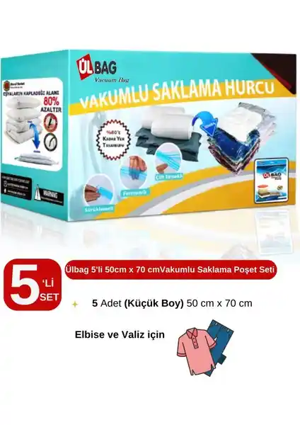 Ülbag 5'li Vakumlu Poşet Seti ile Pratik ve Ekonomik Depolama Çözümü
