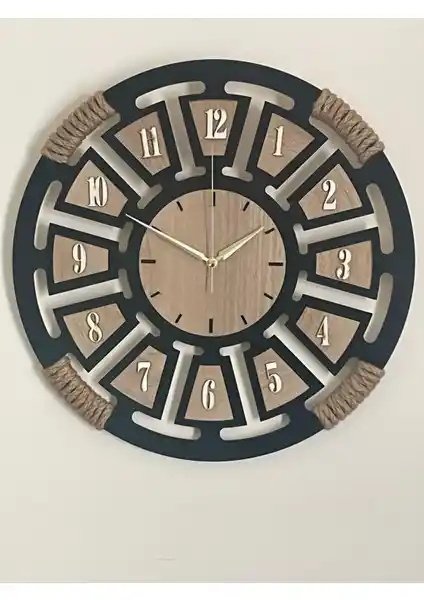 Ümra Lazer Ahşap Dekoratif Hasır Detaylı Duvar Saati: Estetik ve Fonksiyonellik Bir Arada