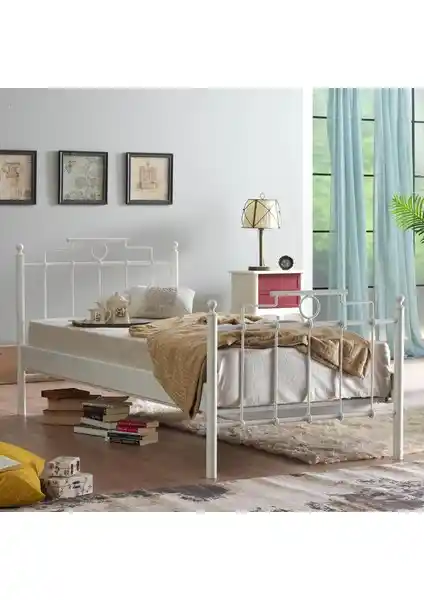 Unimet Hatkus Ferforje Metal Karyola 90x200 cm, Şık ve Dayanıklı Tek Kişilik Yatak Çerçevesi