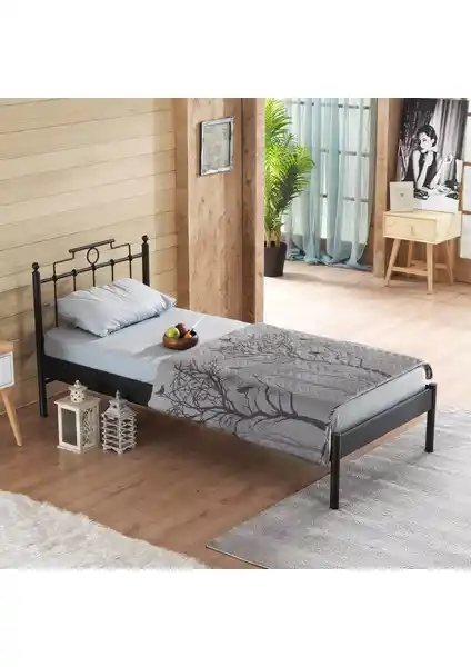 Unimet Hatkus-S Ferforje Metal Karyola: Modern ve Dayanıklı Tek Kişilik Yatak Çözümü