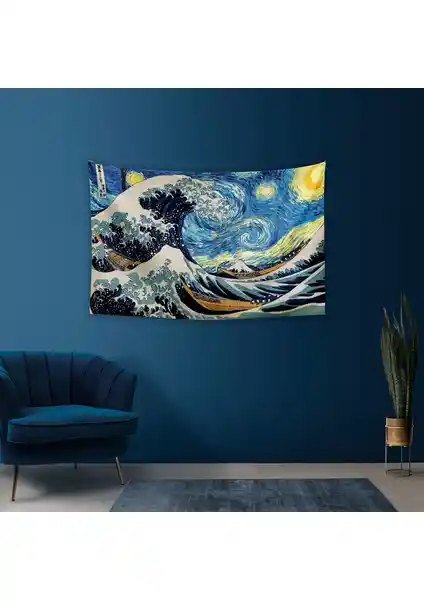 Vagonik Büyük Dalga ve Yıldızlı Gece Duvar Örtüsü Halısı Özellikleri ve Dekorasyona Katkısı