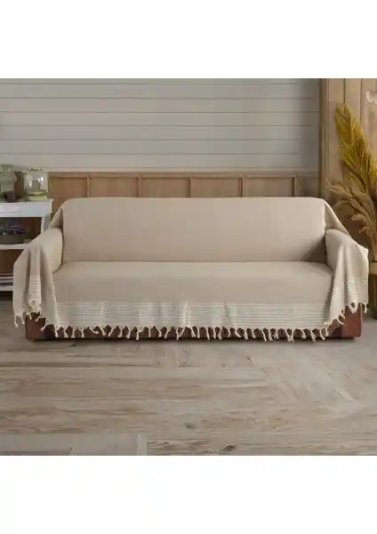 Vagonik Trend Organik Buldan Bezi Battal Boy Koltuk ve Kanepe Örtüsü 180x300 cm