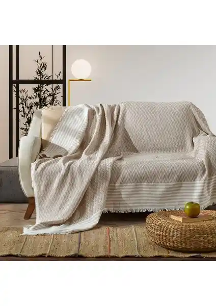 Vagonik Zigzag Natural Keten Koltuk Örtüsü: Dayanıklı ve Şık Tasarım ile Ev Dekorasyonunuza Zarafet Katar