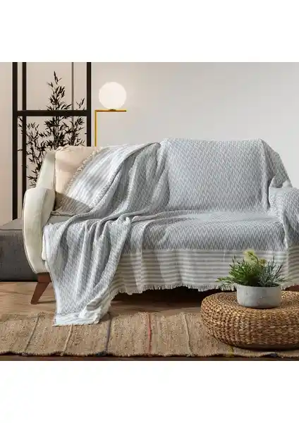 Vagonik Zigzag Natural Keten Koltuk Örtüsü: Şık ve Dayanıklı Doğal Pamuk Tasarımı