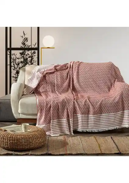 Vagonik Zigzag Natural Keten Koltuk Örtüsü: Şık ve Dayanıklı Pamuklu Tasarım