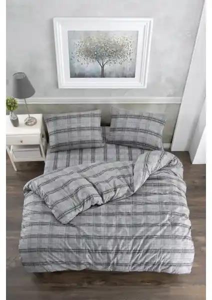 Valezium Gri Ekose Çift Kişilik Nevresim Takımı: Şıklık ve Konforun Birleşimi