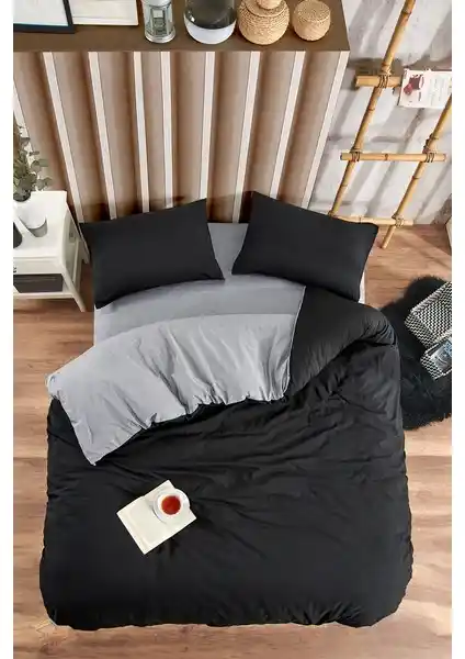 Valezium Siyah Antrasit Tek Kişilik Nevresim Takımı Modern Yatak Odası Dekorasyonu İçin