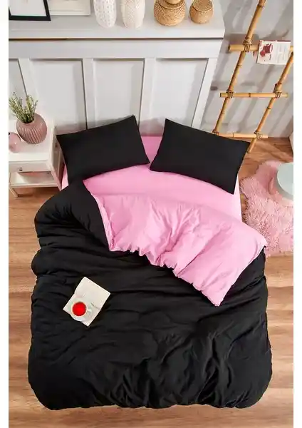 Valezium Siyah Pembe Tek Kişilik Nevresim Takımı Yatak Odası Şıklığı ve Konforu
