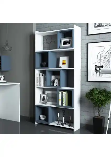 Variant Box Kitaplık Beyaz Mavi: Modern ve Fonksiyonel Depolama Çözümü