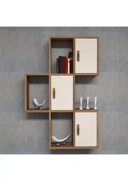 Variant Concept Flora Kitaplık Ceviz ve Ekru Renkli Modern Tasarım ve Dayanıklı Mobilya