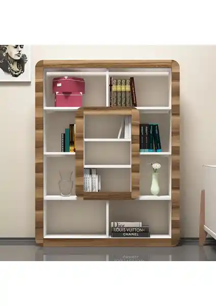 Variant Concept Orkide Kitaplık Beyaz ve Ceviz Renk Seçenekleriyle Modern Tasarım