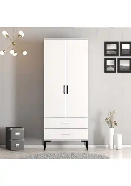 Variant Mobilya Kumsal 2 Kapılı Beyaz Gardrop Modern Tasarım ve Geniş Depolama Alanı