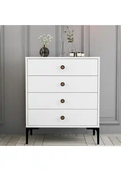 Variant Mobilya Lizbon 4 Çekmeceli Şifonyer Beyaz Modern Tasarım ve Dayanıklılık