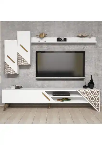 Varinat Beril Beyaz TV Ünitesi Modern Tasarım ve Geniş Depolama Alanı ile Şık Bir Seçenek