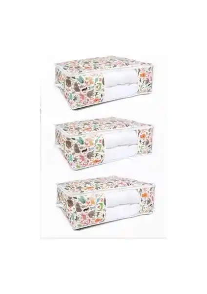 Vedsey Sevimli Hayvan Baskılı ve Pencereli Baza Düzenleyici Hurç Seti: Pratik ve Estetik Ev Düzenleme Çözümü