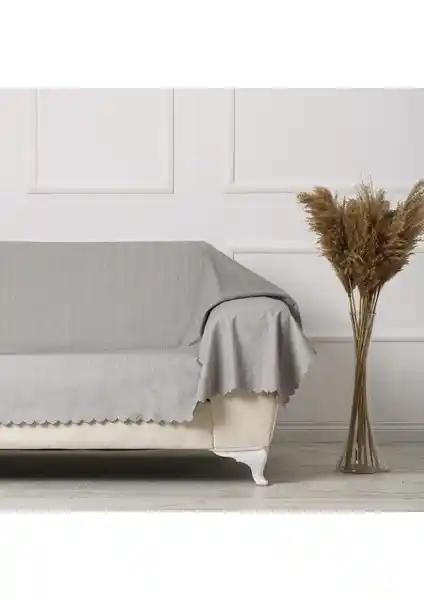 Velerde Home Gri Çift Taraflı Kaydırmaz Battal Boy Koltuk Örtüsü