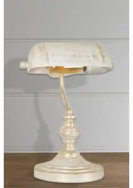 Venon Ay<dı>nlatma Banker Masa Lambası Krem Sarı Patine Modern Dekorasyon İçin Ideal