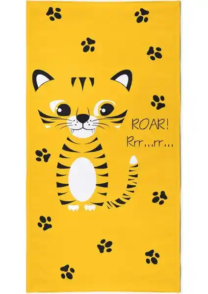 Vevien Home Sevimli Kaplan Dijital Baskılı Çocuk Plaj Havlusu Genişlik ve Konfor Sunar