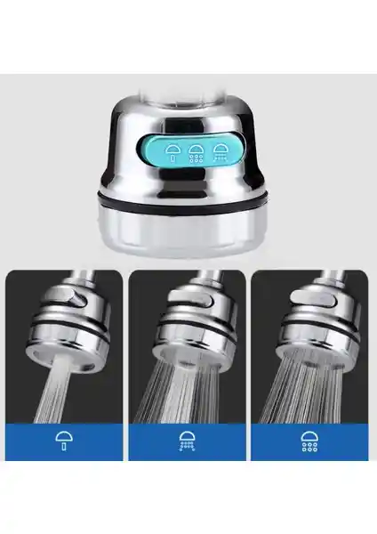 Vie Tasarruflu Oynar Başlık Krom 3 Fonksiyonlu Musluk Başlığı: Modern Tasarım ve İşlevsellik