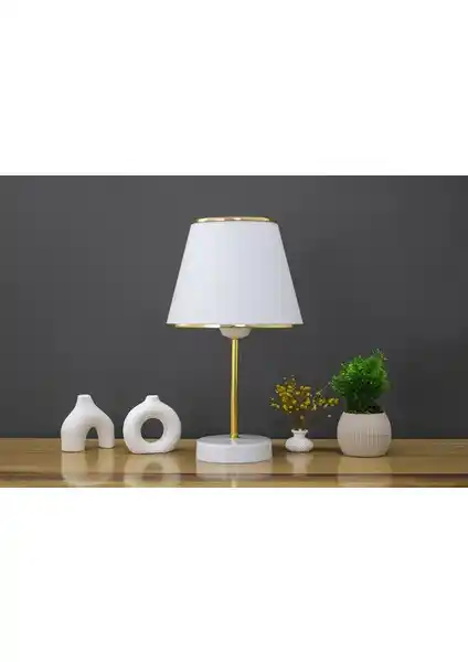 Vivido Abajur Beyaz Gold Safir Modern Abajur: Şık ve Çok Yönlü Ev Dekorasyonu İçin Idealdir