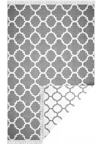 Voho Tekstil Çift Taraflı Gri Beyaz Lidya Motifli Dokuma Kilim: Dayanıklı ve Şık Ev Dekorasyonu İçin Uygun