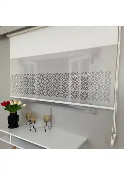 Volper Mekanik VP1020 Çift Mekanizmalı Lazer Kesim Stor Perde Beyaz 80x200