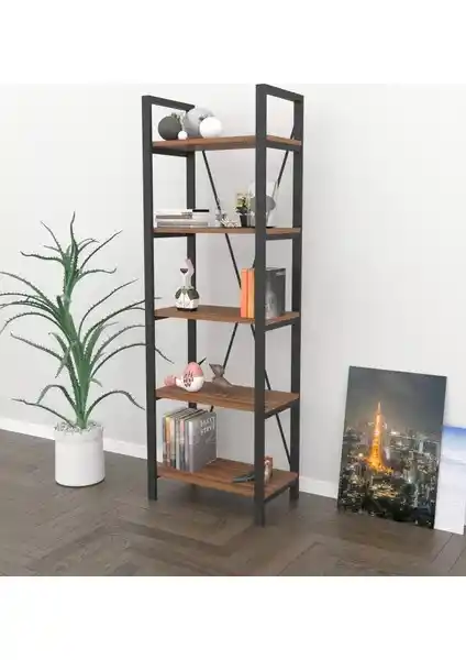 Wood House Bahar 5 Raflı Kitaplık: Modern Tasarım ve Dayanıklı Malzeme ile Şık Ev Dekorasyonu