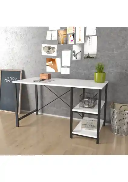 Wood House Verona Beyaz Bilgisayar Masası Modern Ofis ve Çalışma Alanları İçin Uygun